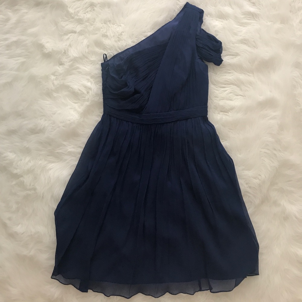 J. Crew Cara Dress Silk Chiffon (Size 8) Dark Cove