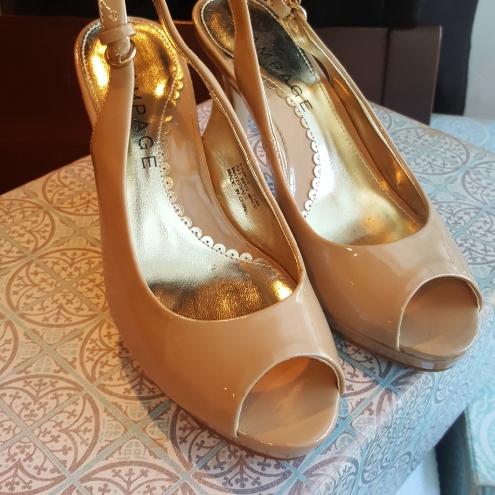 Rampage Nude Open-Toe Slingback Pump