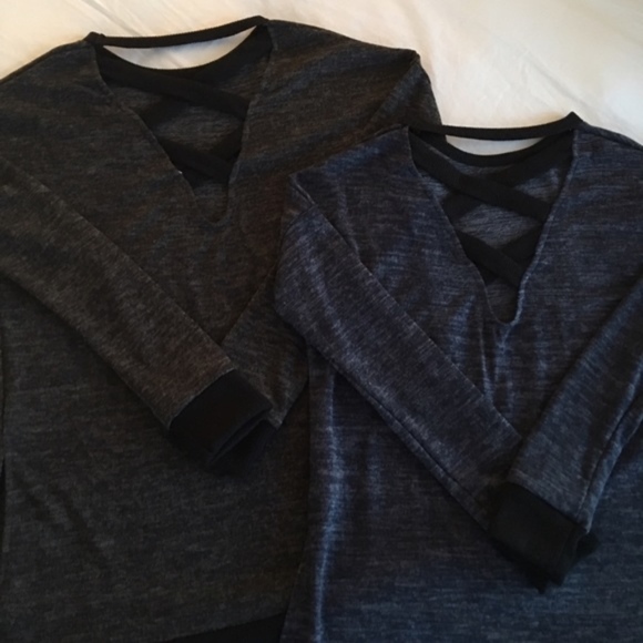 Navy OR Grey LongSleeve CrissCross Back Sweater - Picture 2 of 4