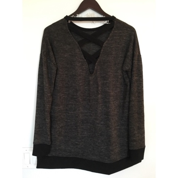 Navy OR Grey LongSleeve CrissCross Back Sweater - Picture 4 of 4