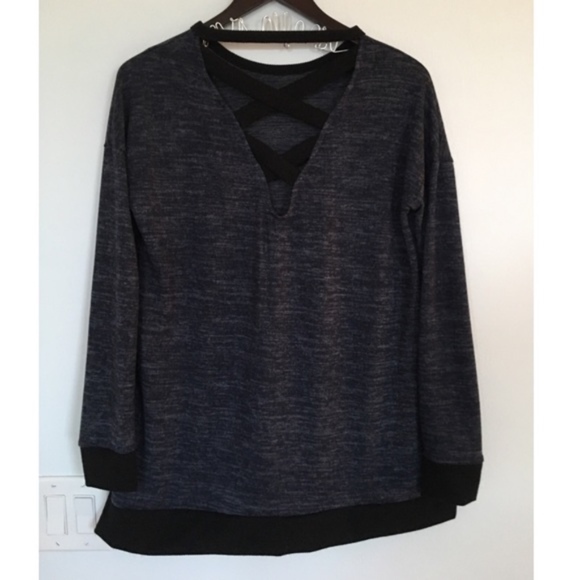 Navy OR Grey LongSleeve CrissCross Back Sweater - Picture 3 of 4