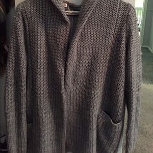 Gray Sweater Cardigan Hoodie