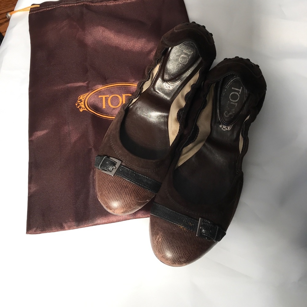 Tod’s Brown Suede & Leather Ballet Flats