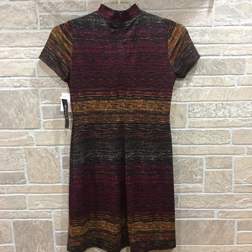 SALE🛎 NEW BLACK & RUST MOCK NECK STRETCH DRESS - Picture 3 of 8