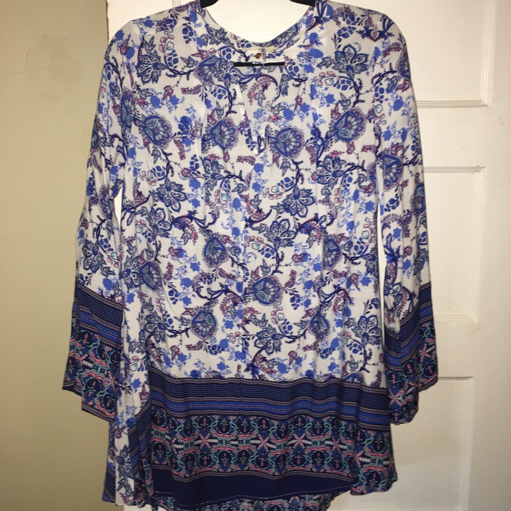 Altar'd State Paisley Long-Sleeve Dress