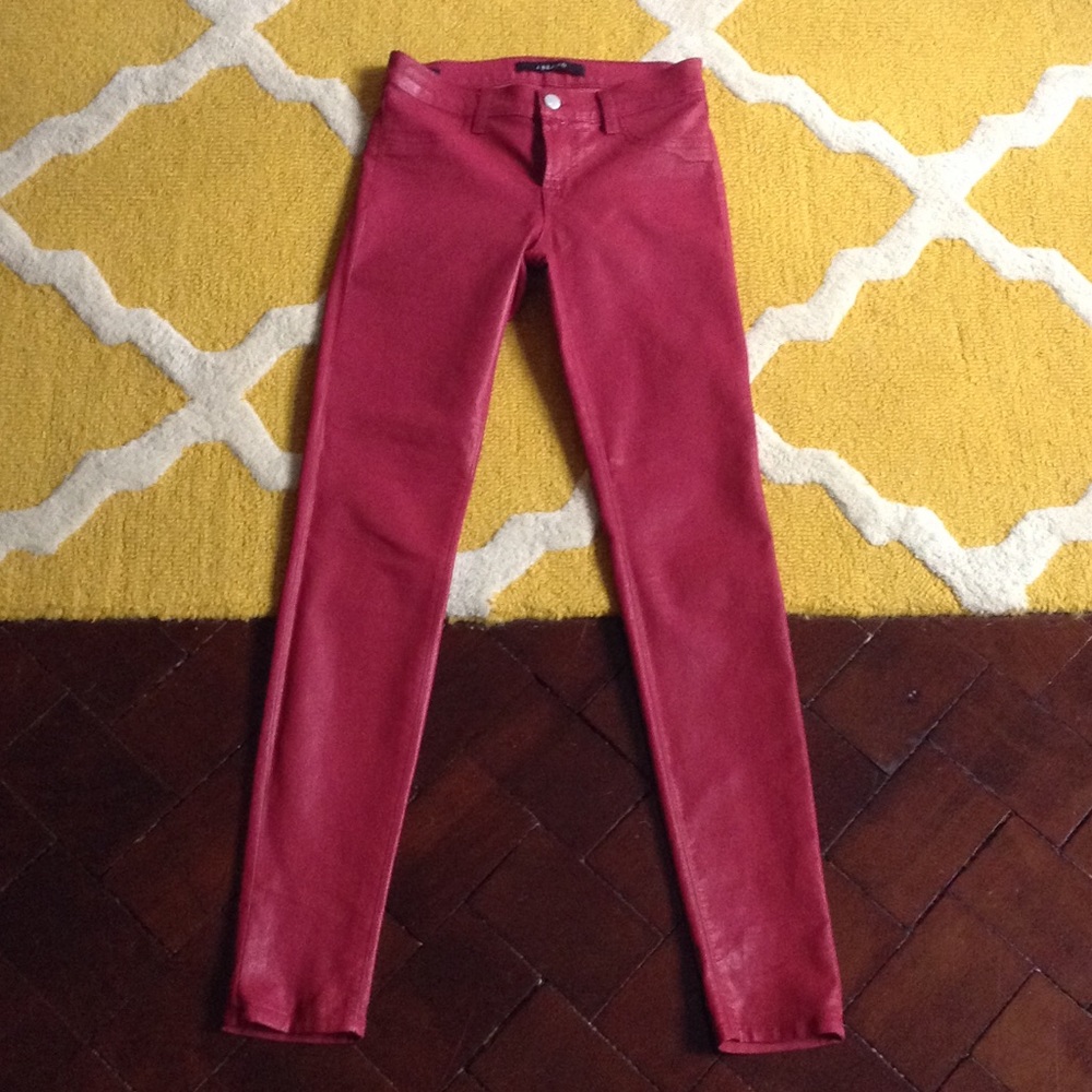 J Brand Coated Red Skinny Jean - barely worn!