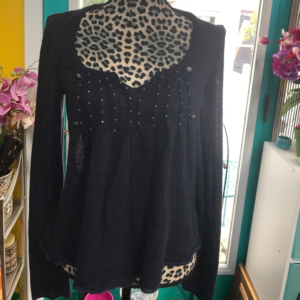 Free People dark blue knit top