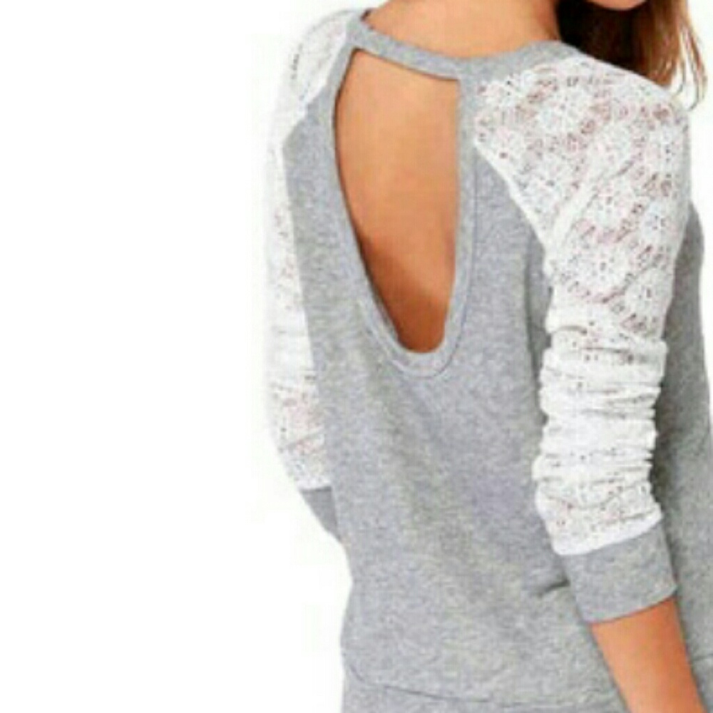 Lace crochet backless top.