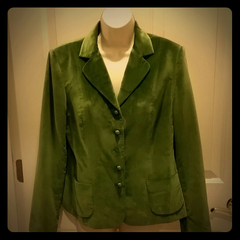 Talbots velveteen green blazer