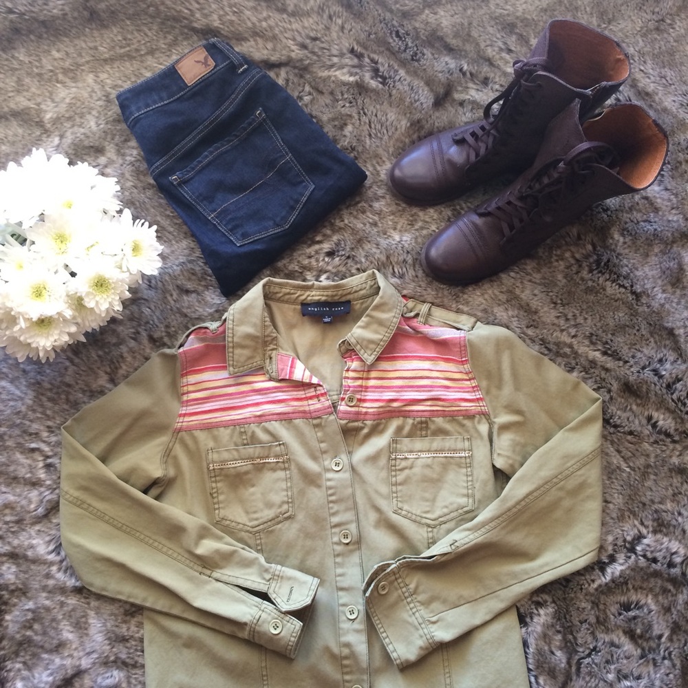 English Rose Oversized Button Down Utility Shirt