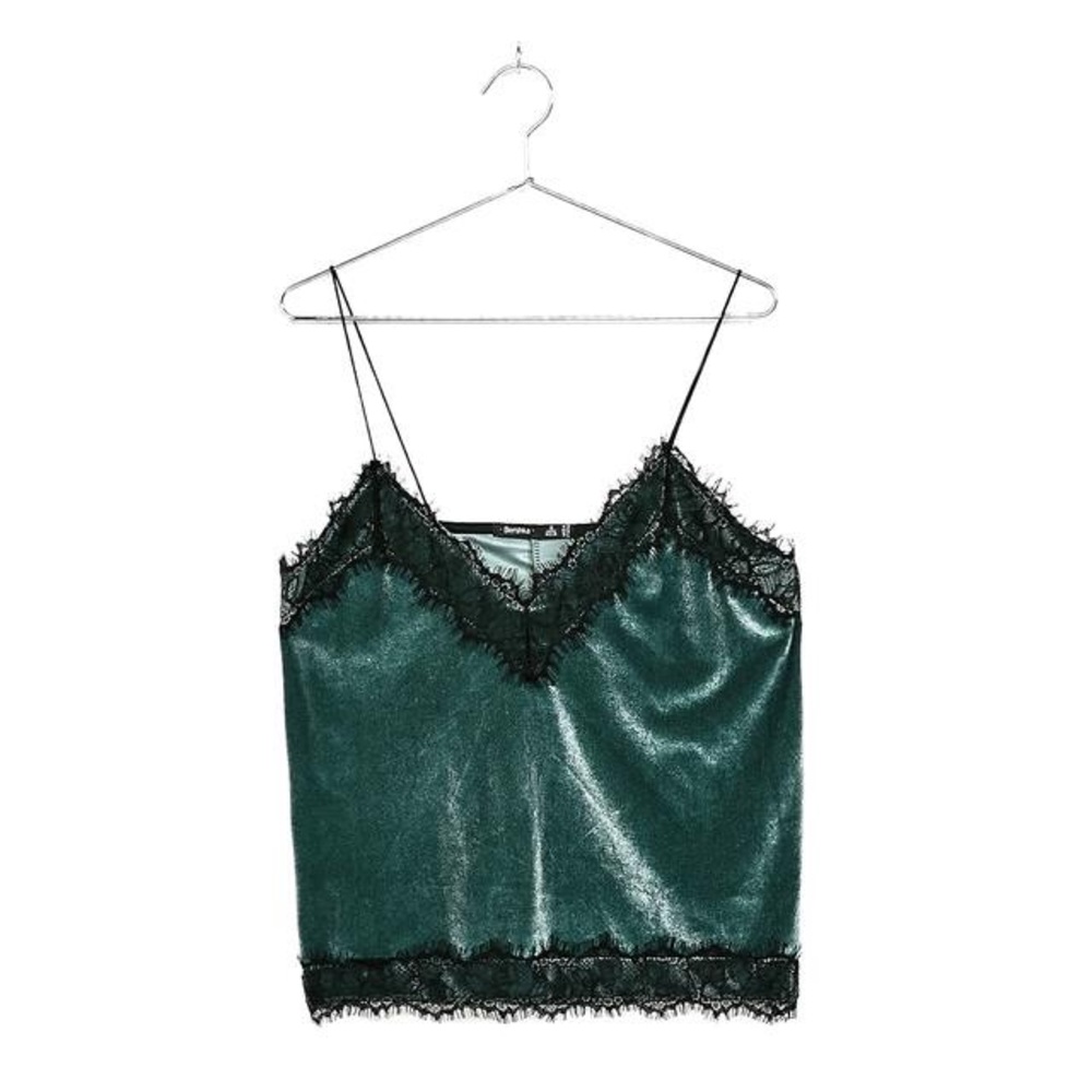 SOLD - Bershka Lace Trimmed Velvet Tank Top - Picture 5 of 7