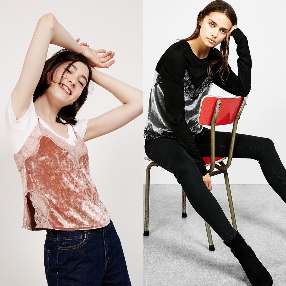 SOLD - Bershka Lace Trimmed Velvet Tank Top - Picture 7 of 7