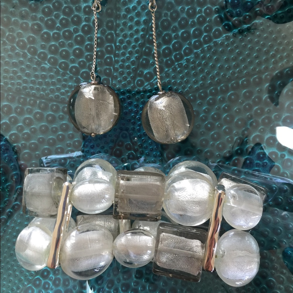 Beautiful glass blown bracelet and earrings set