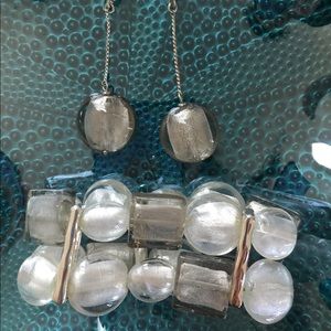 Beautiful glass blown bracelet and earrings set