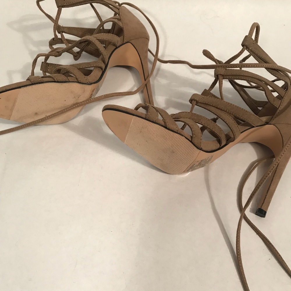 Forever 21 Suede Tan Heels Sandals - sz 7.5 - Picture 5 of 6