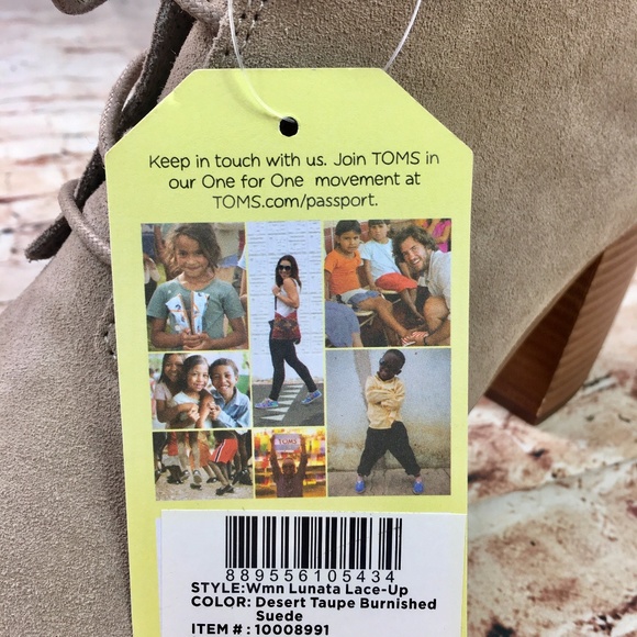 [TOMS] Lace Up Lunata Desert Taupe Suede Booties - Picture 8 of 8