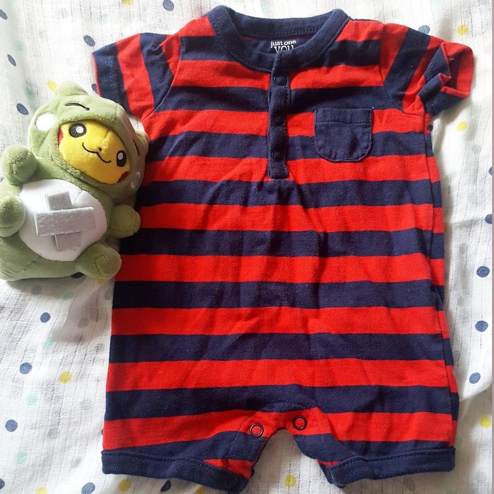 Navy & Red Stripe Romper