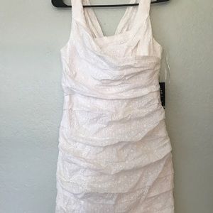NWT Express White Rushed Floral Eyelet Dress