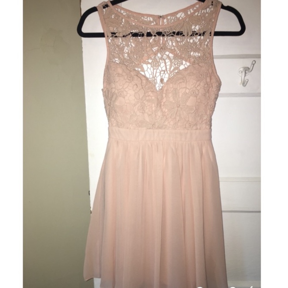 Lulu's Nude Pink Lace Dress