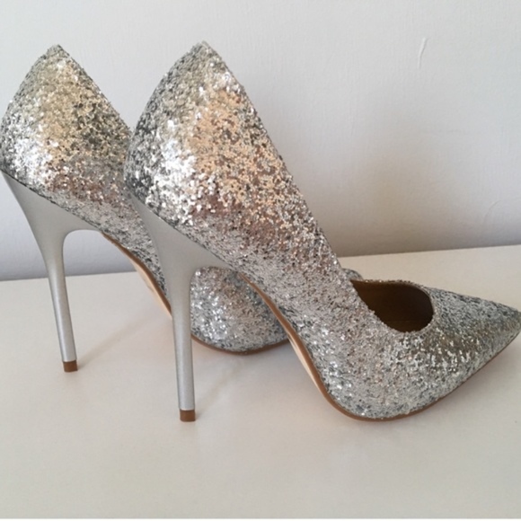 Silver Glitter High Heel Pumps - Picture 3 of 4