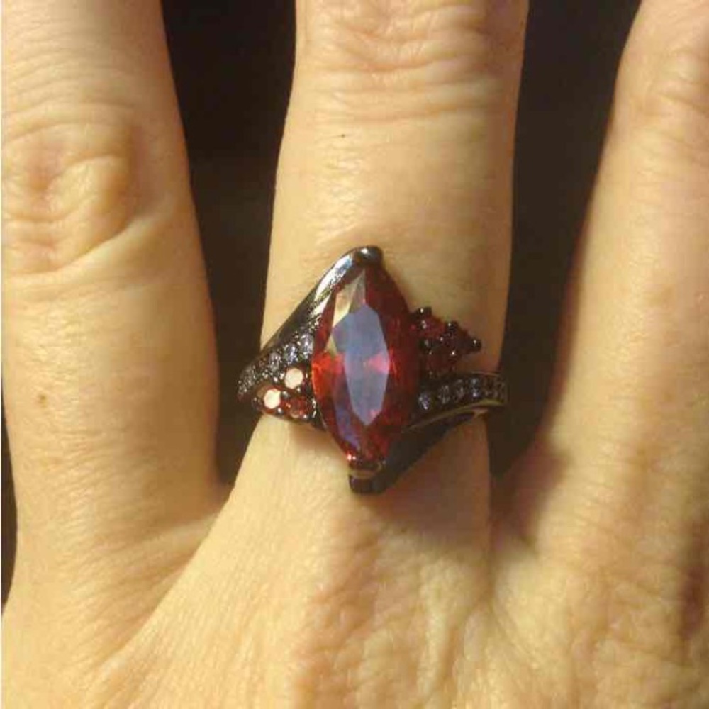 NWOT Sterling Silver, Red & Clear Crystal Ring