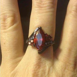 NWOT Sterling Silver, Red & Clear Crystal Ring