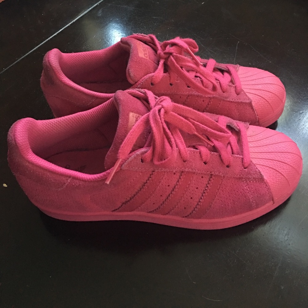 Hot Pink Suede Shell Toe Adidas