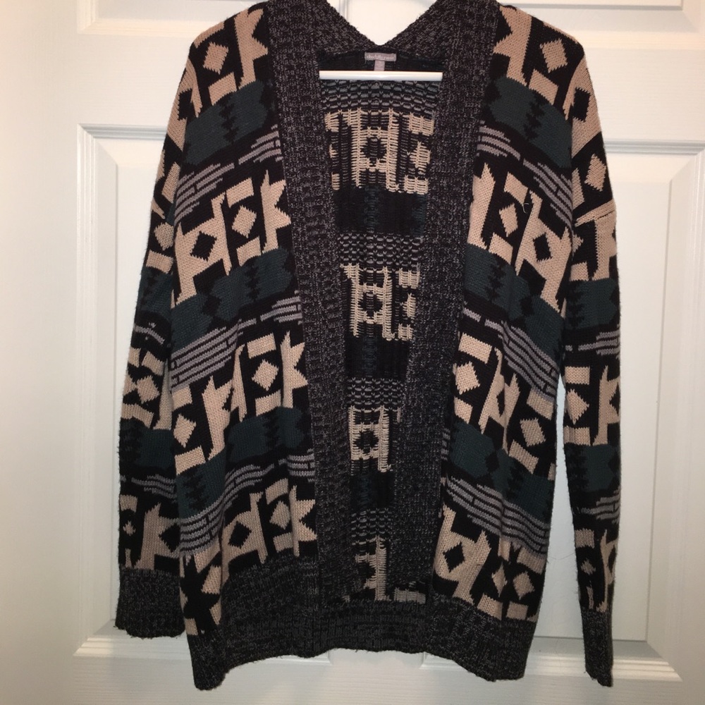 Green Tan and Grey Cardigan