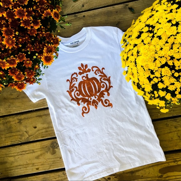 Orange Glitter Pumpkin Tee - Picture 1 of 1