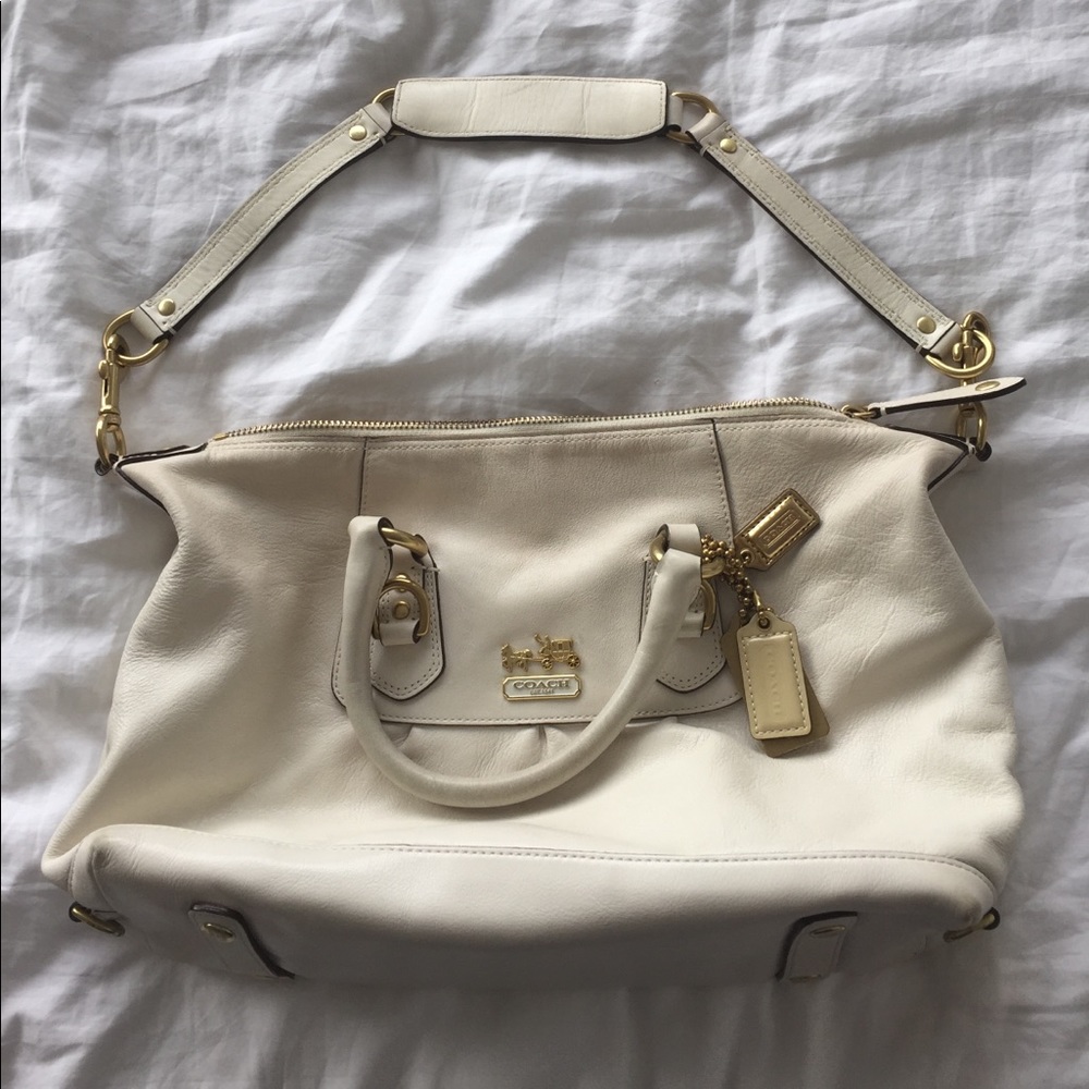 White Leather Coach Handbag