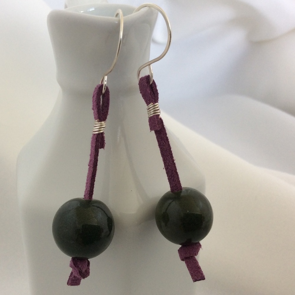 Handmade Purple Suede and Glass Bead Earrings ❗️ON SALE ❗️