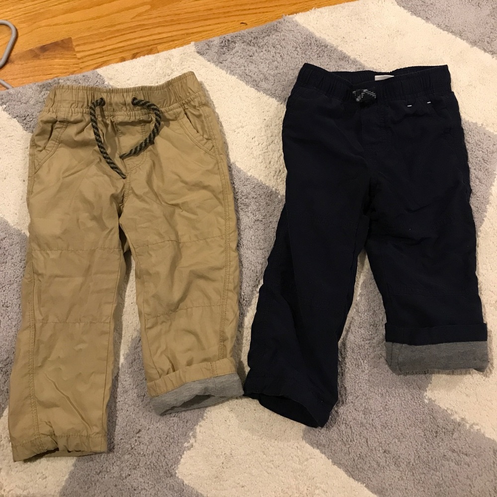 Navy and Kaki toddler boy lined pants