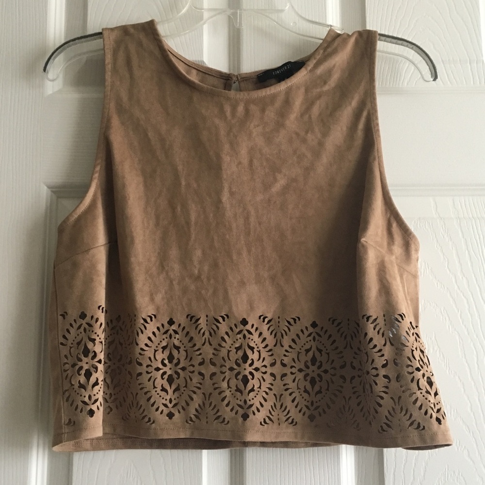 Faux suede crop top