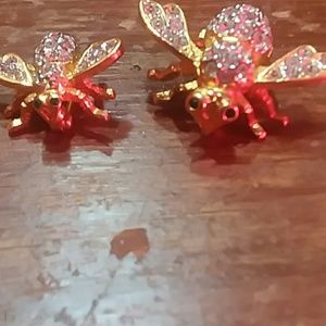 Joan Rivers Rhinestone bee broach set
