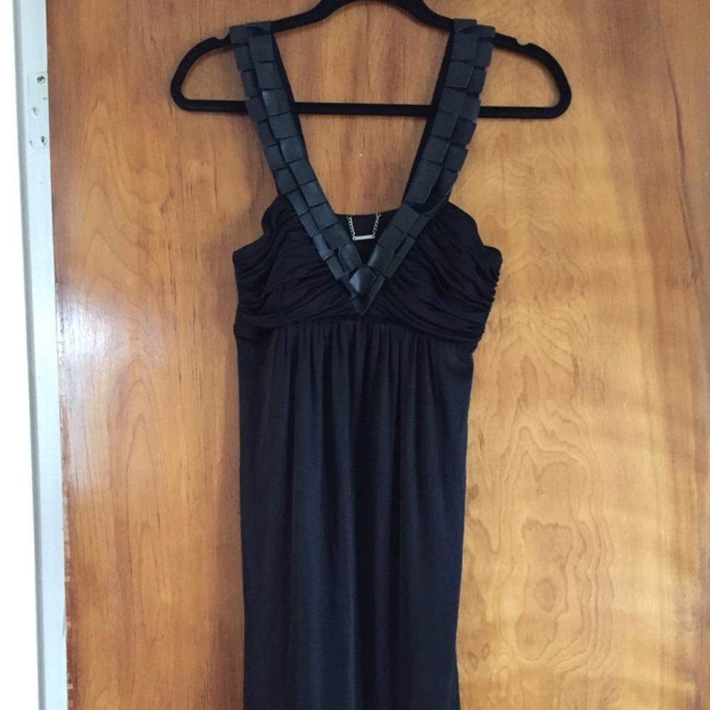 Black dress with Leather Straps and Tie Dye