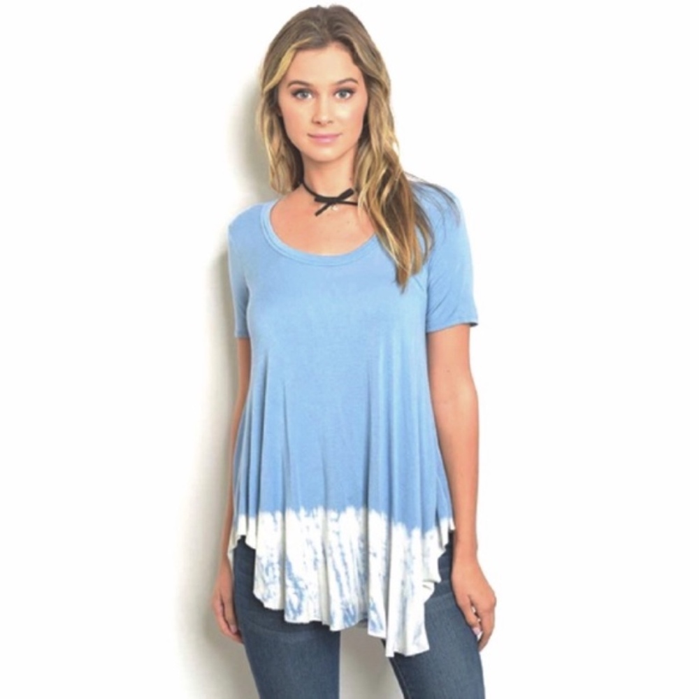 Blue Dip Dye Tie Dye Tunic Top - Picture 3 of 3
