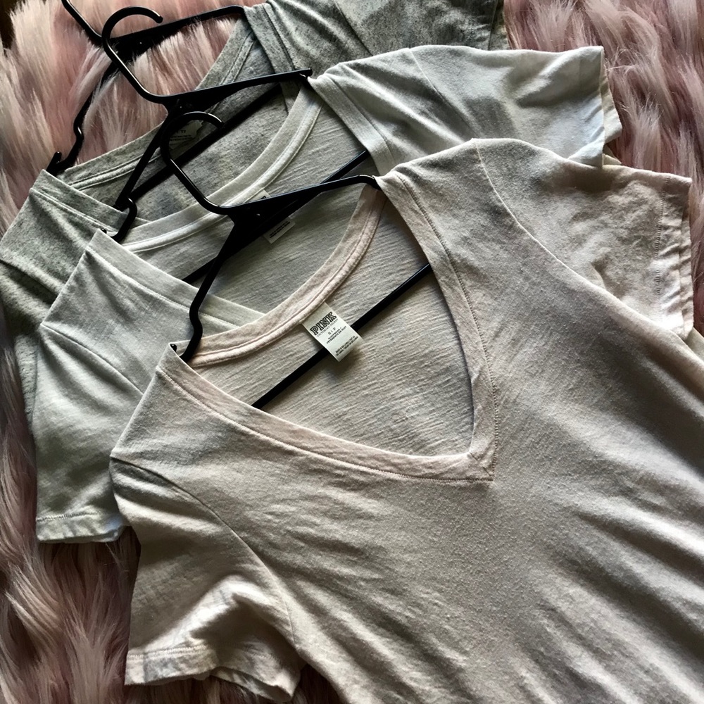 SET OF 3 - VS PINK CLASSIC V-NECKS | SMALL