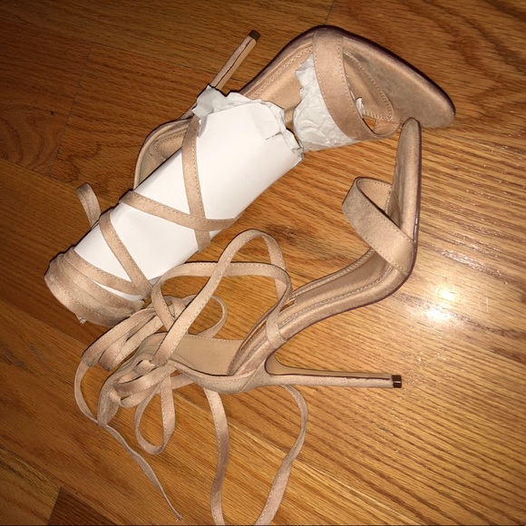 Strappy Nude Heels - Picture 2 of 3