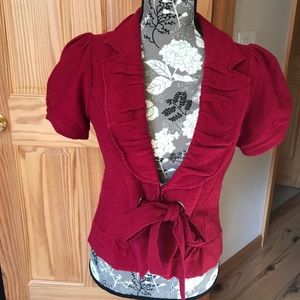 Red Cardigan, great for the Holiday.