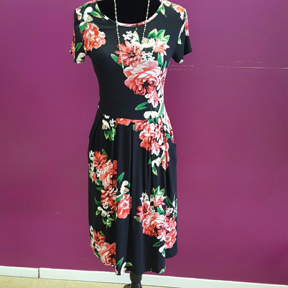 Black dress with flowers