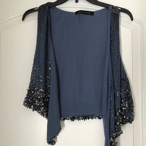 Embellished blue vest