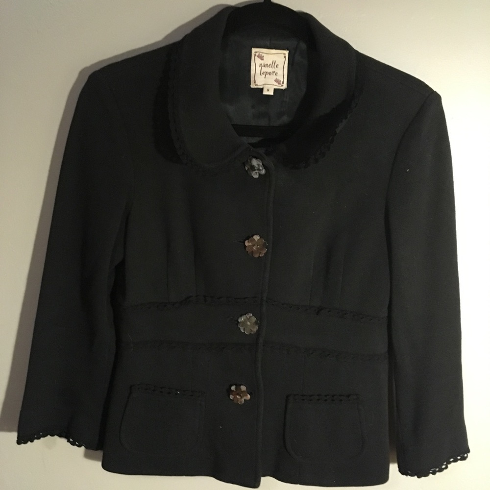 Nanette Lenore 3/4 jacket. Black.
