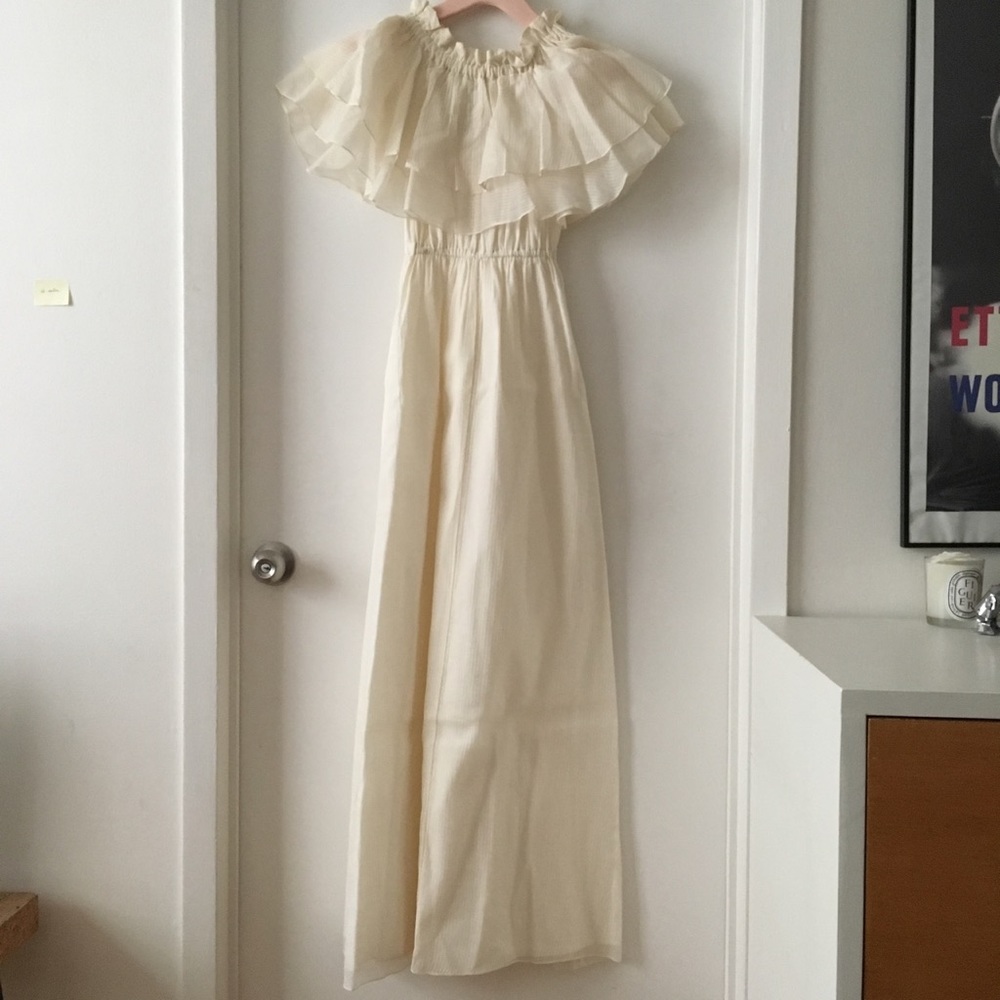 Off White Maxi Off-The-Shoulder Dress