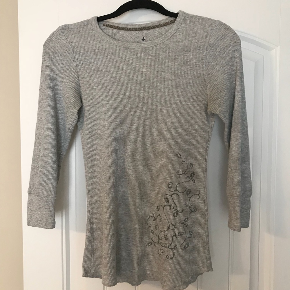 Aerie Grey Waffle Quarter-Sleeve
