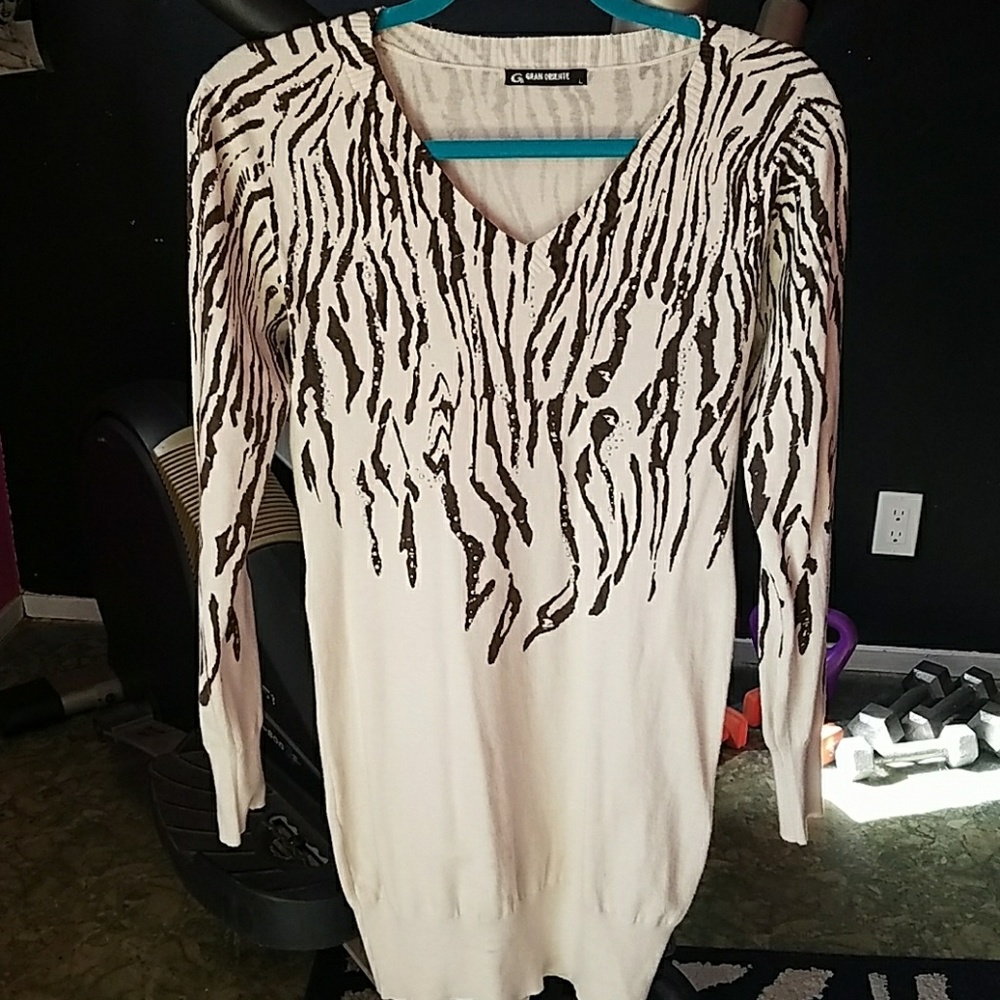 Zebra print long sweater