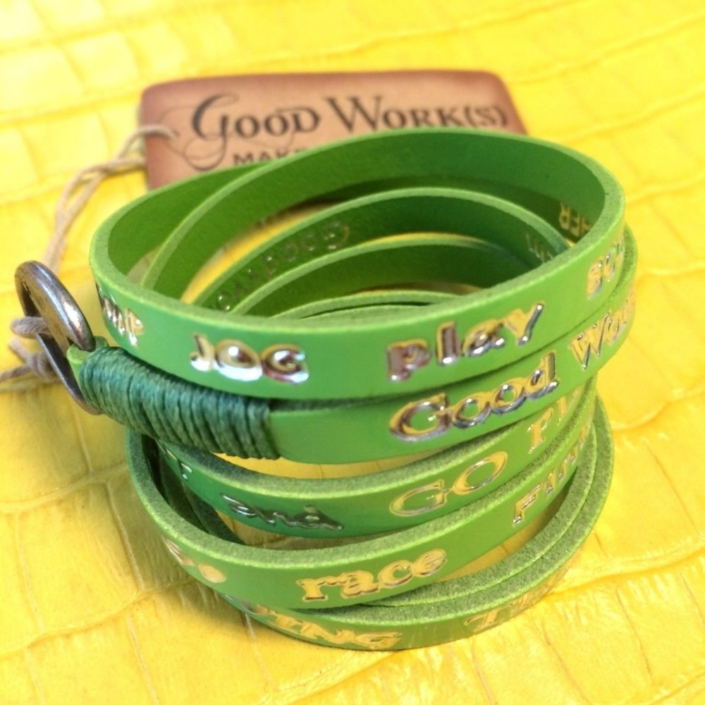 Good Works Patent Leather Green Wrap Bracelet