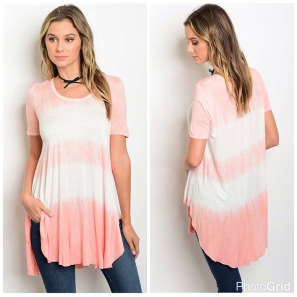 Pink & Ivory Tie Dye Tunic Top