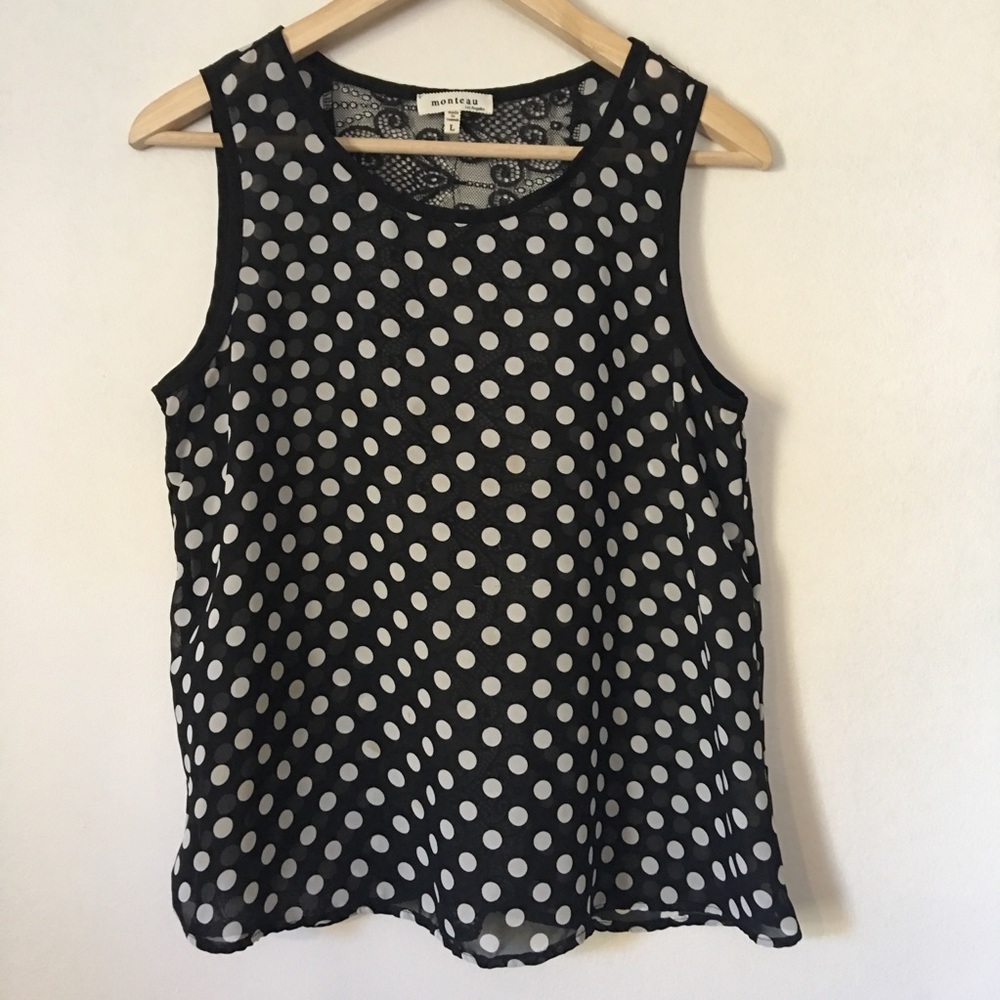 🚫DONATING🚫 Monteau Polka Dot Lace Shell - Picture 2 of 6
