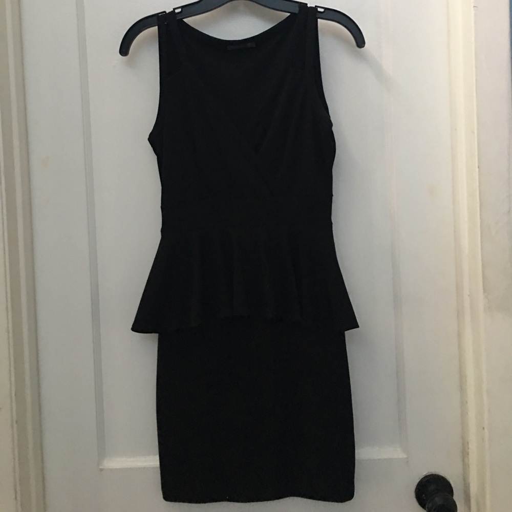 Black Peplum V-neck Dress