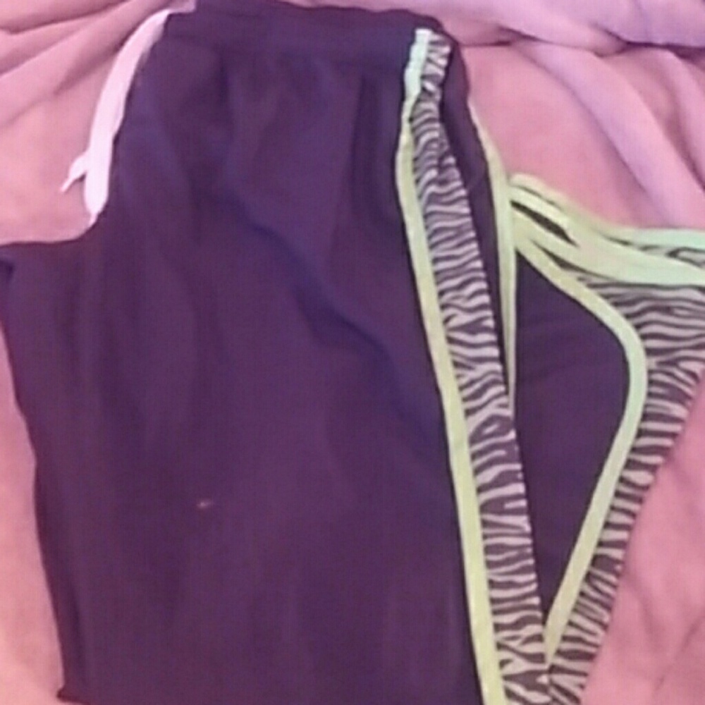 Black with lime green zebra sweat pants